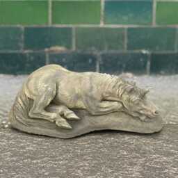 Resting Concrete Unicorn Statue Stone Horse Figurine Outdoor Garden Animal Sculpture Cement Ornament Handmade Decor Lover Gift - thumbnail 3