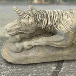 Resting Concrete Unicorn Statue Stone Horse Figurine Outdoor Garden Animal Sculpture Cement Ornament Handmade Decor Lover Gift - thumbnail 2
