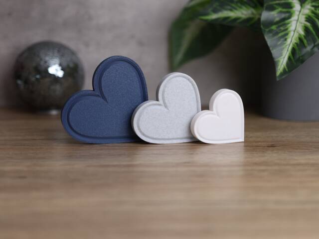 Freestanding Heart Ornaments, Navy Blue, Marble & White, Home Decor - image 1