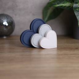 Freestanding Heart Ornaments, Navy Blue, Marble & White, Home Decor - thumbnail 2