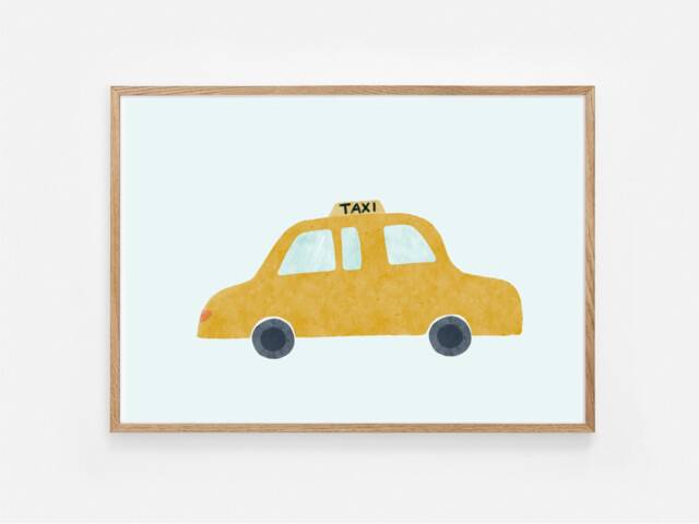 P O S T E R/K I N D R/ Children's Room/ Wall/ A U O/ Mobile/ Taxi/ Yellow Car/ Wall Decoration