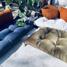 Tufted Velvet Bench Cushion With Tassels - Handmade Boho Window Seat Pad - thumbnail 2