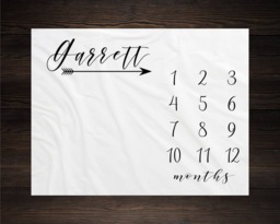 Gender Neutral Milestone Blanket Month Growth Tracker Minky Fleece Baby Shower Gift Girl Boy Calligraphy Script - thumbnail 1
