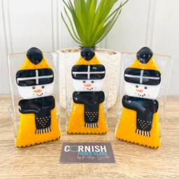 Fused Glass Cornish Snowman Candle Holder Decoration - Christmas Decoration, Cornish Glass, Fused Glass Cornwall - thumbnail 2