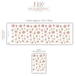 Boho Flower Wall Stickers, Neutral Nursery Decor, Daisy Floral Decals, Kids Bedroom Art Peel & Stick - thumbnail 2