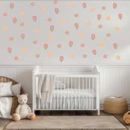 Boho Flower Wall Stickers, Neutral Nursery Decor, Daisy Floral Decals, Kids Bedroom Art Peel & Stick - thumbnail 1