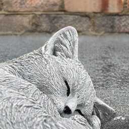 Stone Curled Cat Statue Concrete Kitten Figurine Cement Memorial Sculpture Outdoor Sleeping Ornament Cat Lover Gift Pet Decoration - thumbnail 2