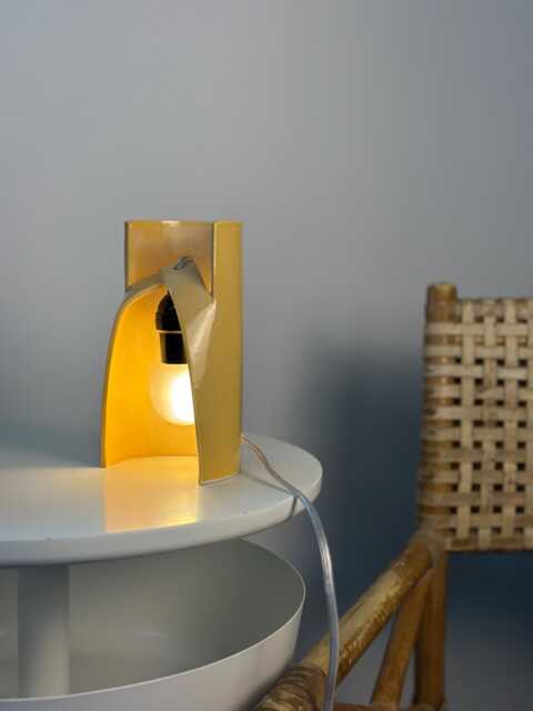 Handmade Yellow Ceramic Table Lamp, Dimmable Bedside Accent Light, Modern Decor - image 1