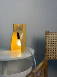 Handmade Yellow Ceramic Table Lamp, Dimmable Bedside Accent Light, Modern Decor - thumbnail 1