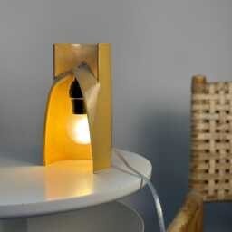 Handmade Yellow Ceramic Table Lamp, Dimmable Bedside Accent Light, Modern Decor - thumbnail 3