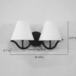 Wall Sconce With Modern Matte Black Double White Fabric Shades, Bedroom Bedside Lamp, Living Room Hallway, Bathroom Vanity Light Fixture - thumbnail 4