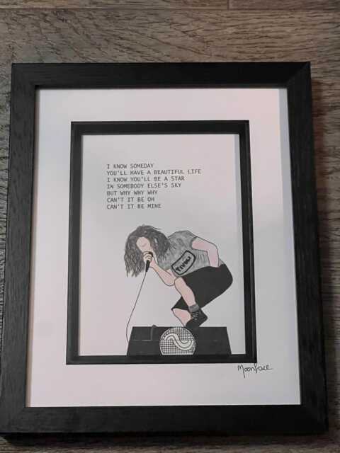 Hand Drawn Eddie Vedder From Pearl Jam With The Lyrics To Black Album Ten - image 1