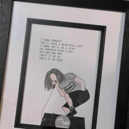 Hand Drawn Eddie Vedder From Pearl Jam With The Lyrics To Black Album Ten - thumbnail 2