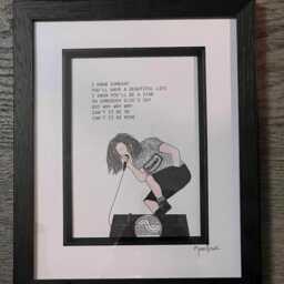 Hand Drawn Eddie Vedder From Pearl Jam With The Lyrics To Black Album Ten - thumbnail 3