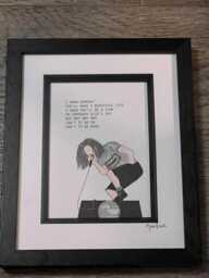 Hand Drawn Eddie Vedder From Pearl Jam With The Lyrics To Black Album Ten - thumbnail 1