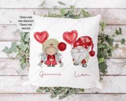 Valentine Cushion, Gnome Matching Couple Gift, Gonk Couple, Anniversary Husband Wife, His & Hers - thumbnail 1