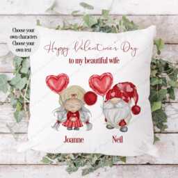 Valentine Cushion, Gnome Matching Couple Gift, Gonk Couple, Anniversary Husband Wife, His & Hers - thumbnail 2