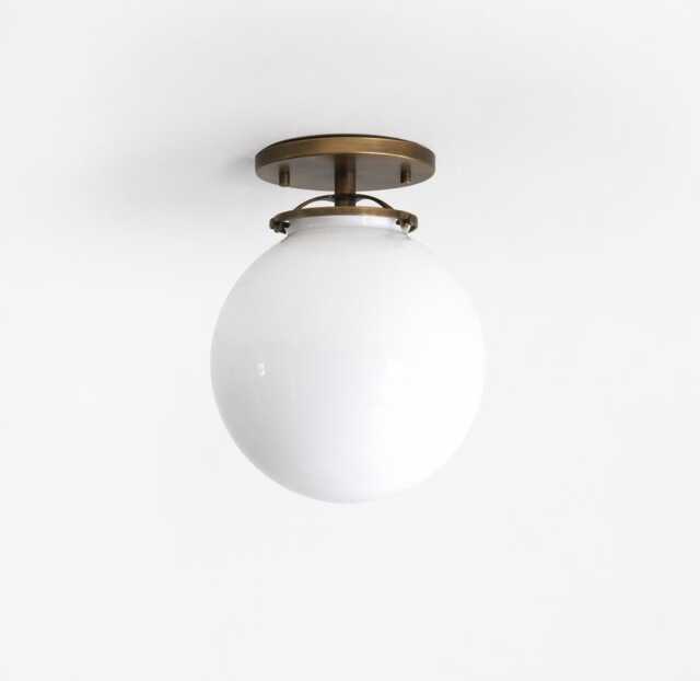 Glass Globe Flush Mount Light Fixture - Mid Century Modern Lighting Fixtures Brass Fixtures- Ul Listed. 8 - image 1