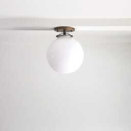 Glass Globe Flush Mount Light Fixture - Mid Century Modern Lighting Fixtures Brass Fixtures- Ul Listed. 8 - thumbnail 2