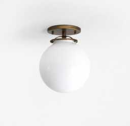 Glass Globe Flush Mount Light Fixture - Mid Century Modern Lighting Fixtures Brass Fixtures- Ul Listed. 8 - thumbnail 1