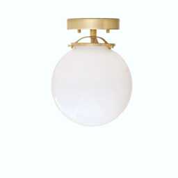 Glass Globe Flush Mount Light Fixture - Mid Century Modern Lighting Fixtures Brass Fixtures- Ul Listed. 8 - thumbnail 3