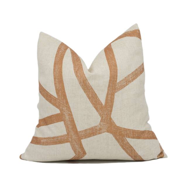 Harlequin - Sumi Linen/Copper Large Scale Abstract Geometric Cushion Cover Handmade Throw Pillow Designer Home D??cor - image 1