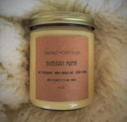 Blueberry Muffin Vegan Hand Poured Soy Wax Candle // 16 Oz. Reusable Glass Jar With Wooden Wick - thumbnail 3