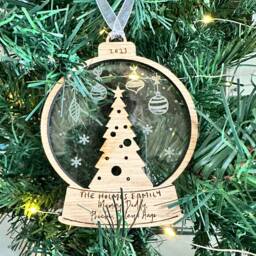 Personalised Family Christmas Bauble Name Ornament Engraved Wooden Bauble, Xmas Tree Decoration - thumbnail 2