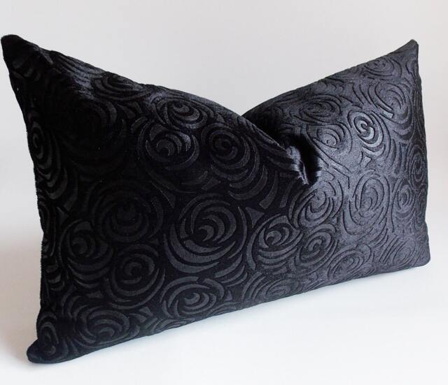Black Velvet Pillow Cover Decorative Throw - 12'' X 20'' - image 1