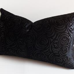 Black Velvet Pillow Cover Decorative Throw - 12'' X 20'' - thumbnail 2