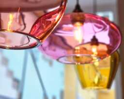 Hand Blown Bohemian Glass Pendants For Kitchen & Dining Table Lighting. Unique Colored Lights - thumbnail 1