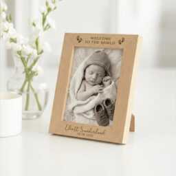 Personalised Baby Arrival Photo Frame - New Parent Gift, Engraved Wooden - thumbnail 1