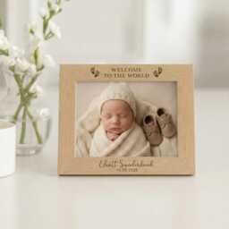 Personalised Baby Arrival Photo Frame - New Parent Gift, Engraved Wooden - thumbnail 3