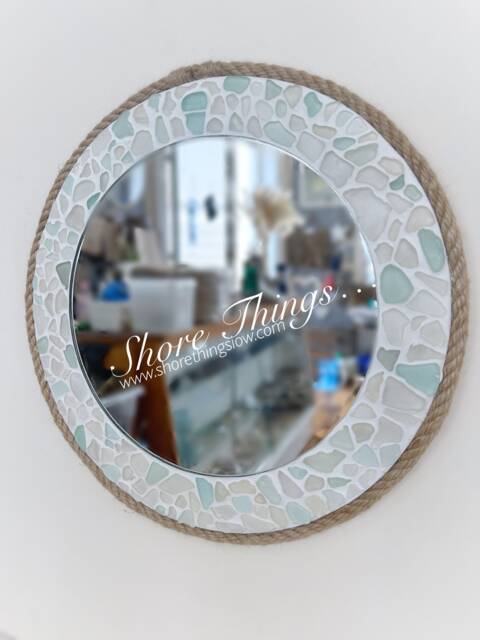 Sea Glass Mosaic Mirror Isle Of Wight Beach Decor, 15 - image 1