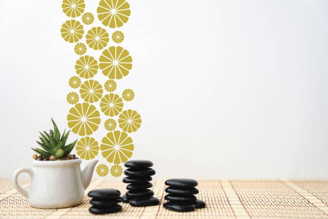 Flower Wall Decals, Japanese Flowers Floral Gold Nursery Decal, Flower Baby Room Decal - image 1
