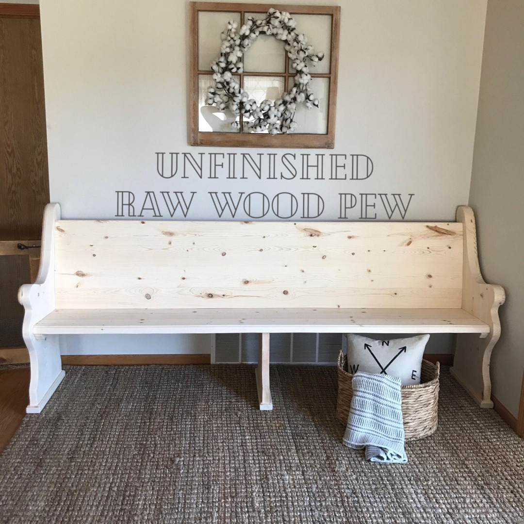 Unfinished Church Pew Bench/Foyer, Entryway Furniture, Farmhouse