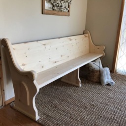 Unfinished - Church Pew Bench/Foyer, Entryway Furniture, Farmhouse Design, Dining Seating, Pew, Wooden - thumbnail 2