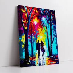 Couple Walking Starry Night Abstract Oil Painting Style Wall Art, Framed Canvas Poster Print, Home Kitchen Office Room Decor, Gifts - thumbnail 2