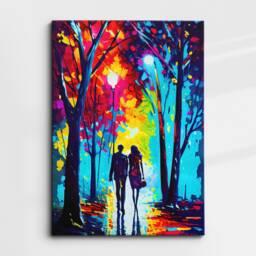 Couple Walking Starry Night Abstract Oil Painting Style Wall Art, Framed Canvas Poster Print, Home Kitchen Office Room Decor, Gifts - thumbnail 3