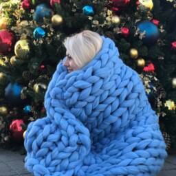 Chunky Knit Blanket, Blanket, Arm Knitted Throw Home Decore, Christmas Gift, Merino Wool Chunky Knits, Throw - thumbnail 3