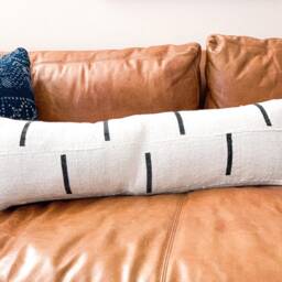 xl Lumbar/Bed Pillow - White African Mud Cloth Cover 12x36 - thumbnail 2