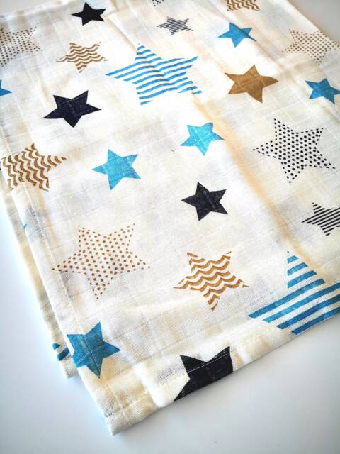 stars Muslin Swaddle, Newborn Baby Wrap, Swaddle Blanket Muslin, Sleeping Bag, New Gift, Shower Present - image 1