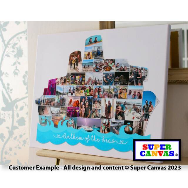 Cruise Ship Boat Family Holiday Shape Custom Photo Picture Collage Board Framed Canvas Print Wedding Anniversary Birthday Gift - image 1