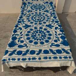 Handcrafted Cotton Suzani Quilt - Ethnic Embroidery, Bohemian Home D??cor, Reversible Throw Blanket - thumbnail 2