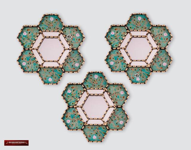 Handmade Hexagonal Wall Mirror 11.8 - image 1