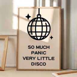 So Much Panic Very Little Disco Art Canvas Poster, Trendy Wall Art, Apartment Aesthetic Decor, Retro Home Printed Gift - thumbnail 1