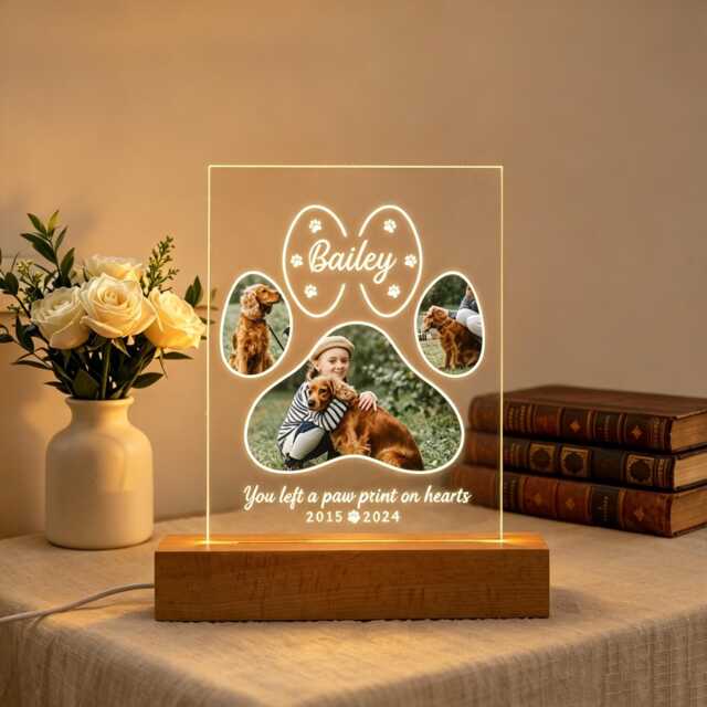 Personalized Photo Pet Night Light, Memorial Plaque, Gifts For Loss, Sympathy Gift, Pet Lamp, Cat Dog Loss Gift - image 1