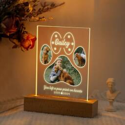 Personalized Photo Pet Night Light, Memorial Plaque, Gifts For Loss, Sympathy Gift, Pet Lamp, Cat Dog Loss Gift - thumbnail 3