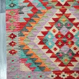 Multicolour Runner Rug, Handmade Artisan Afghan Turkish Scandinavian Navajo Bohemian Flatweave Wool Kilim Rug 197x70 cm - thumbnail 4