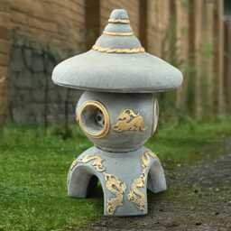 Outdoor Lantern Pagoda Sculpture Concrete Figurine Stone Ornament Handmade Cement Asian Decoration Pagoda Lover Gift - thumbnail 2